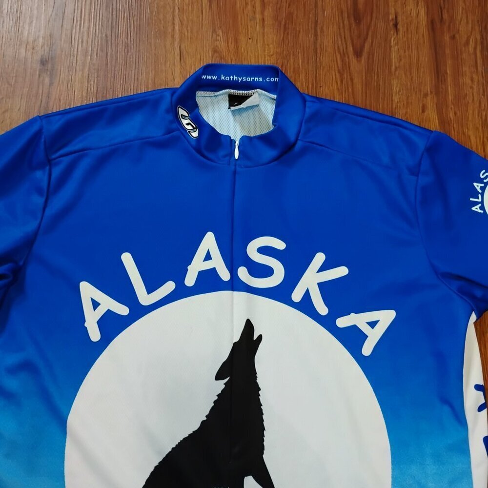 Vintage Louis Garneau Alaska Wolf Full Moon Cycling Jersey